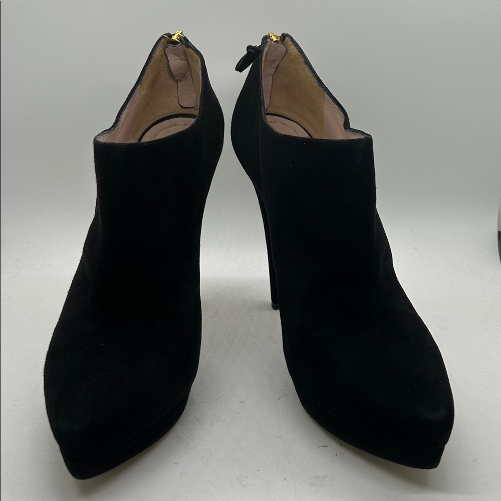 Miu Miu Sexy Black Suede Stiletto Heel Ankle Boots Shoes **Size 37.5/US 7.5** 🔥🔥 - Picture 3 of 13